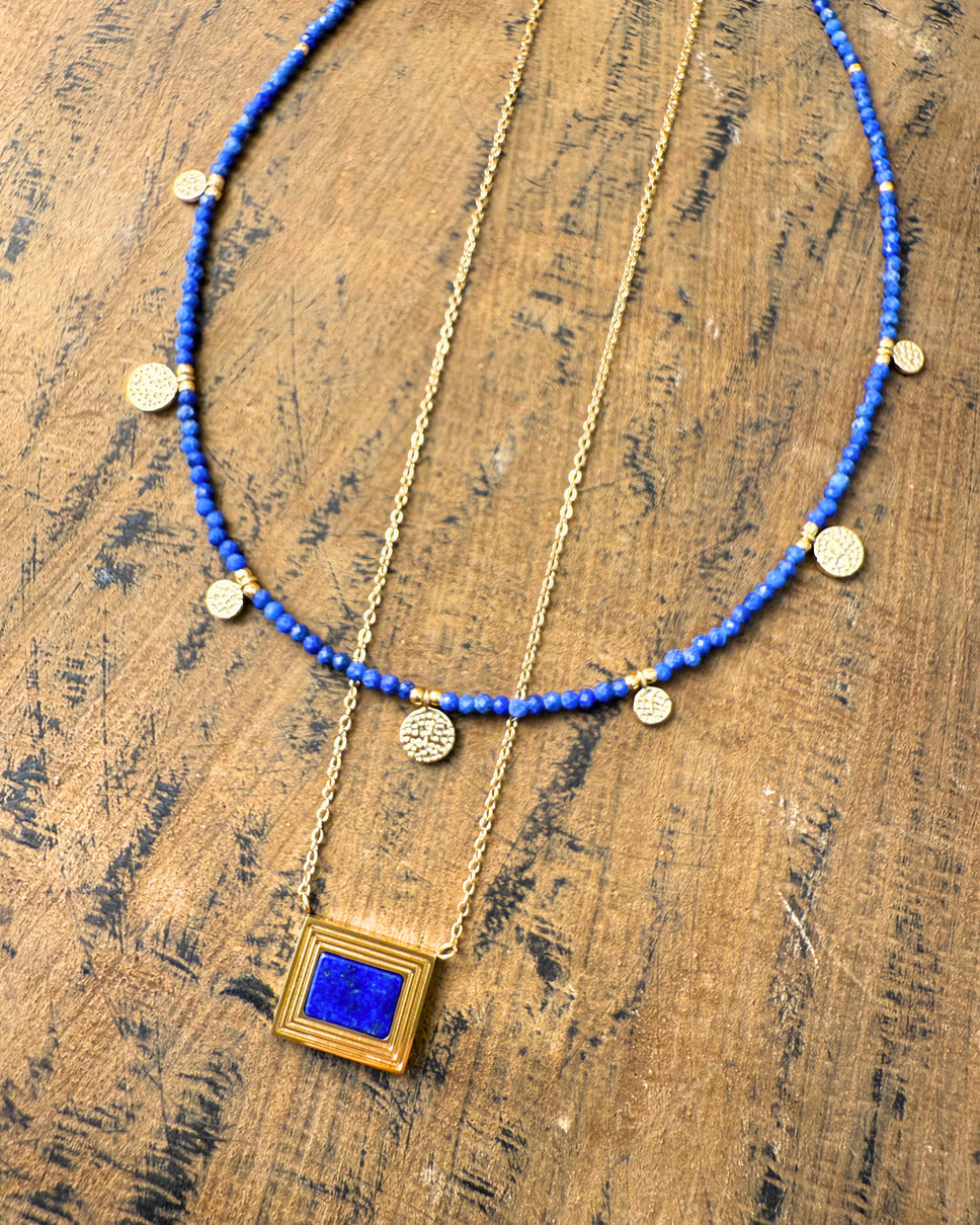 Lapis Frame Necklace – Gold
