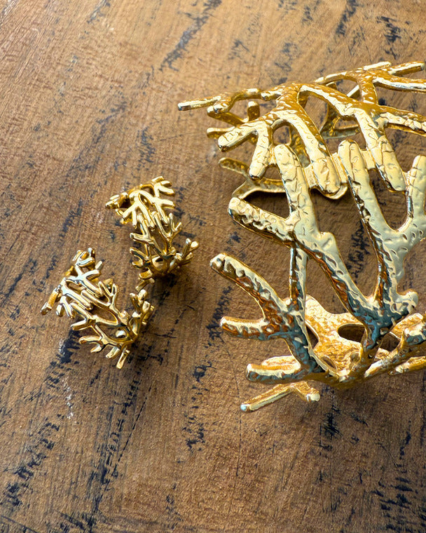 Golden Reef Set – Coral-Inspired Ring & Cuff