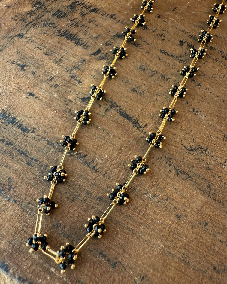 Midnight Bloom Necklace – Black & Gold