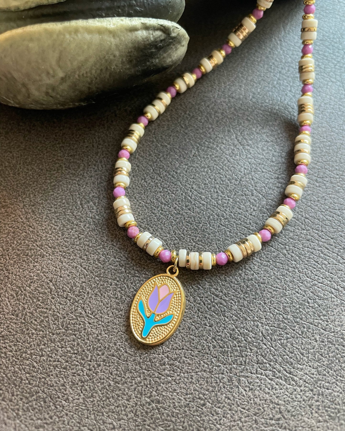 Phosphosiderite Tulip Pendant necklace