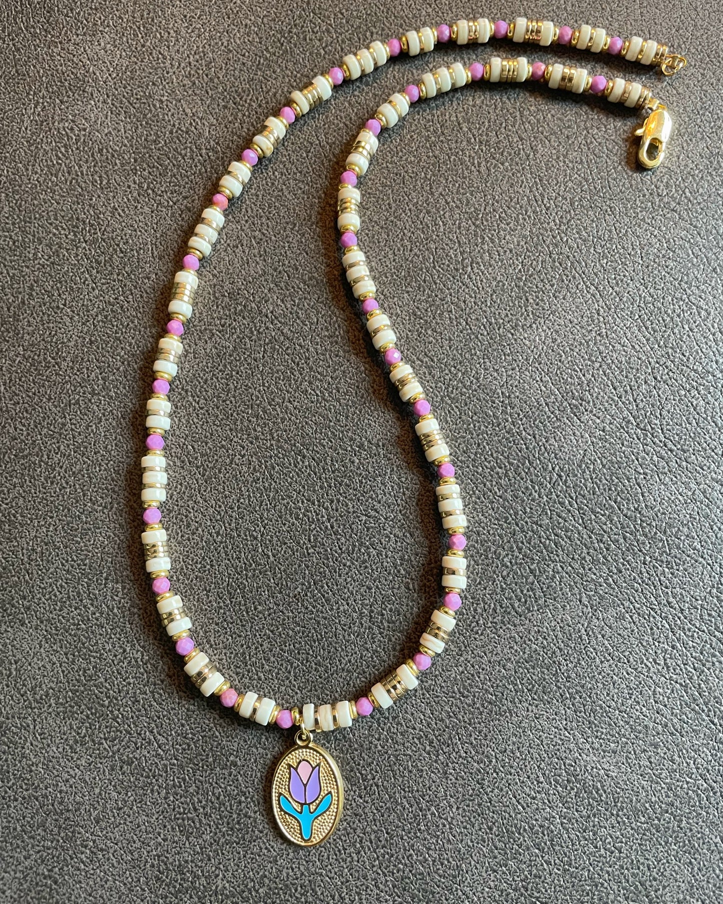 Phosphosiderite Tulip Pendant necklace
