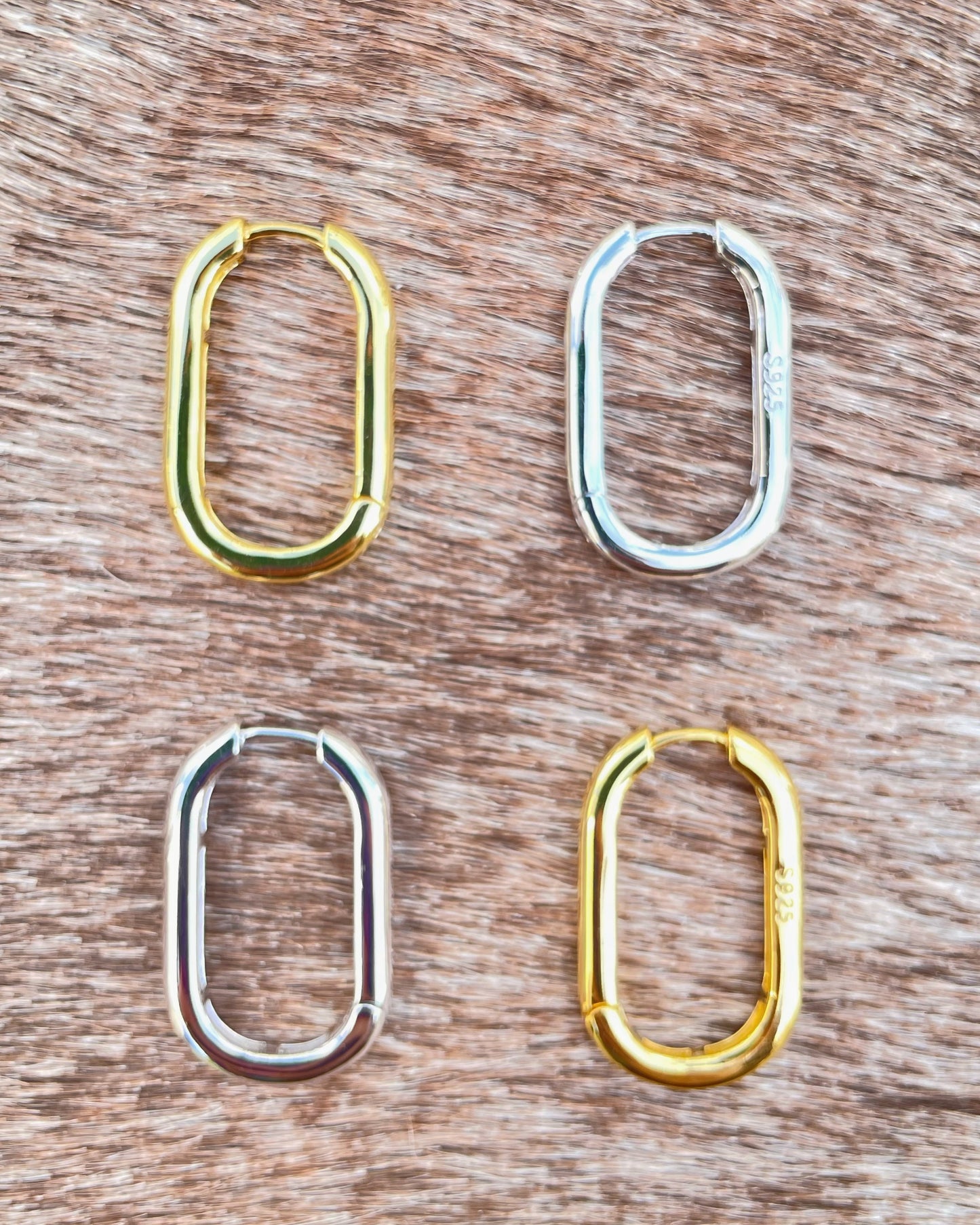 Rectangle Silver Earrings - Big