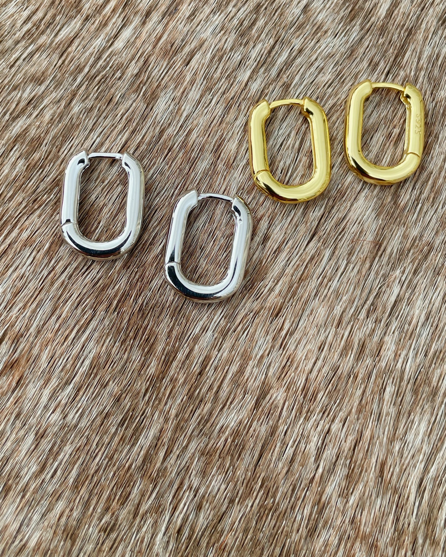 Rectangle Silver Earring - Small