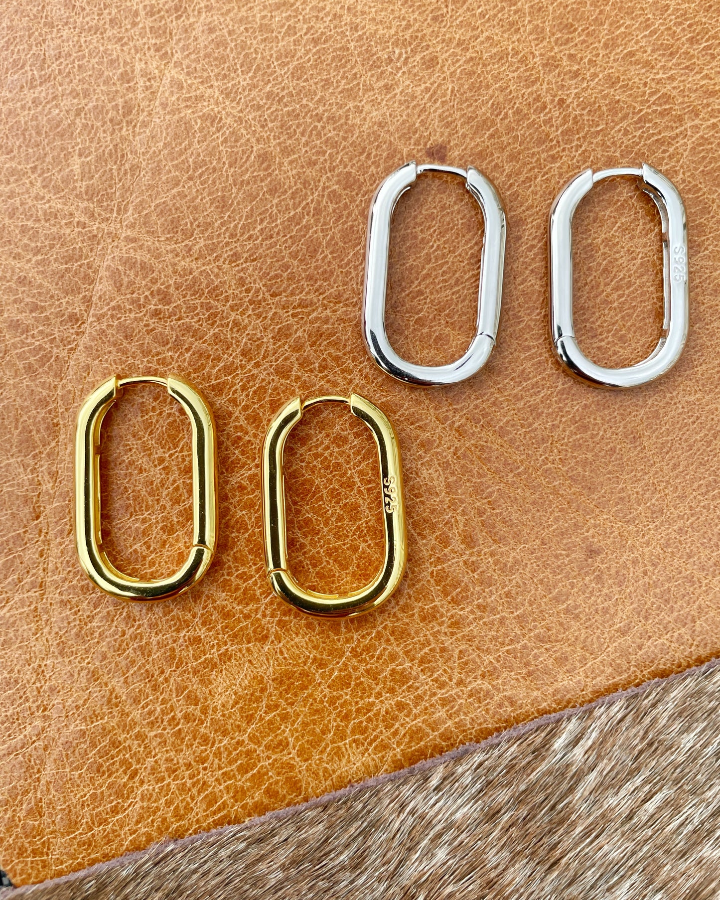 Rectangle Silver Earrings - Big