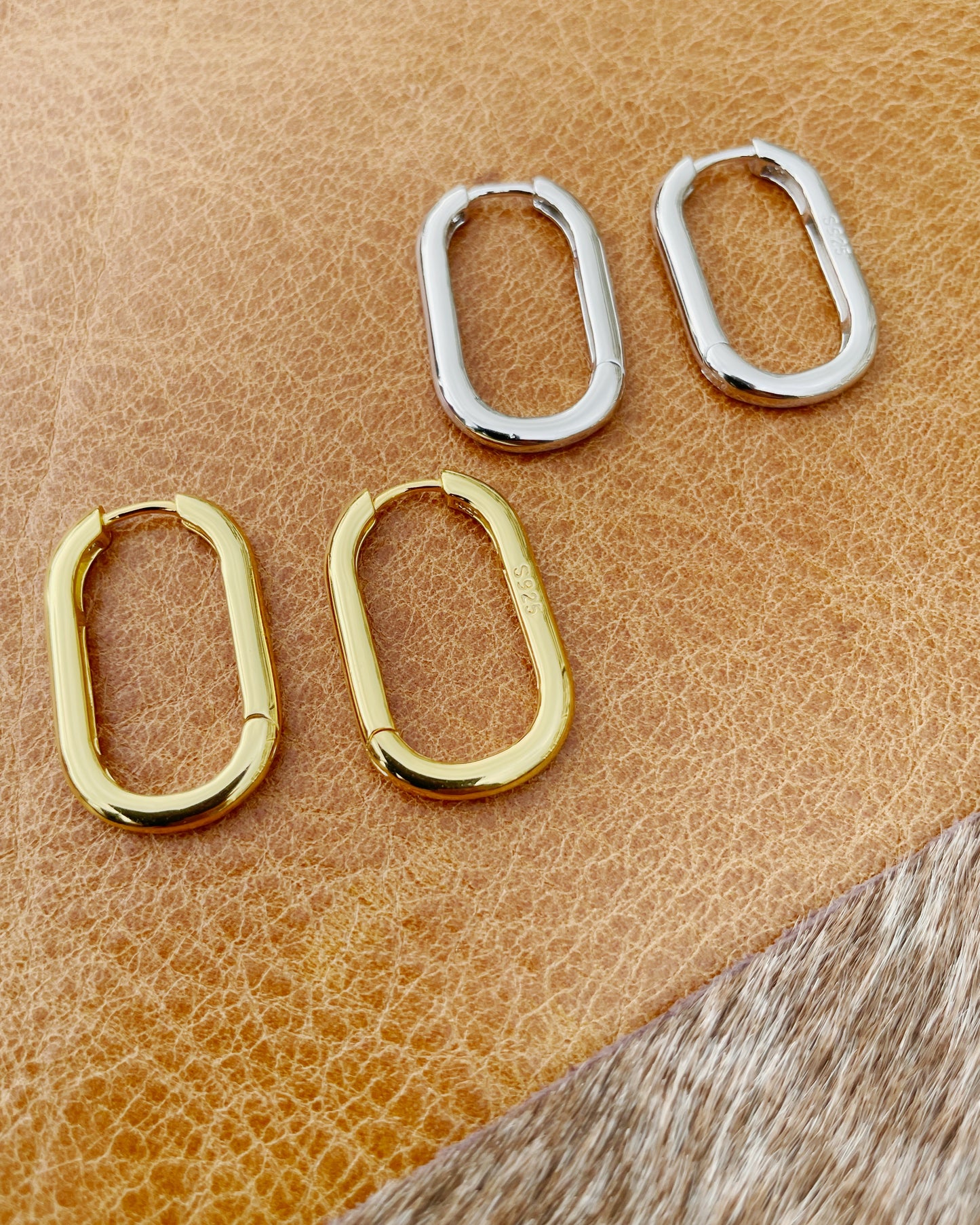 Rectangle Silver Earrings - Big