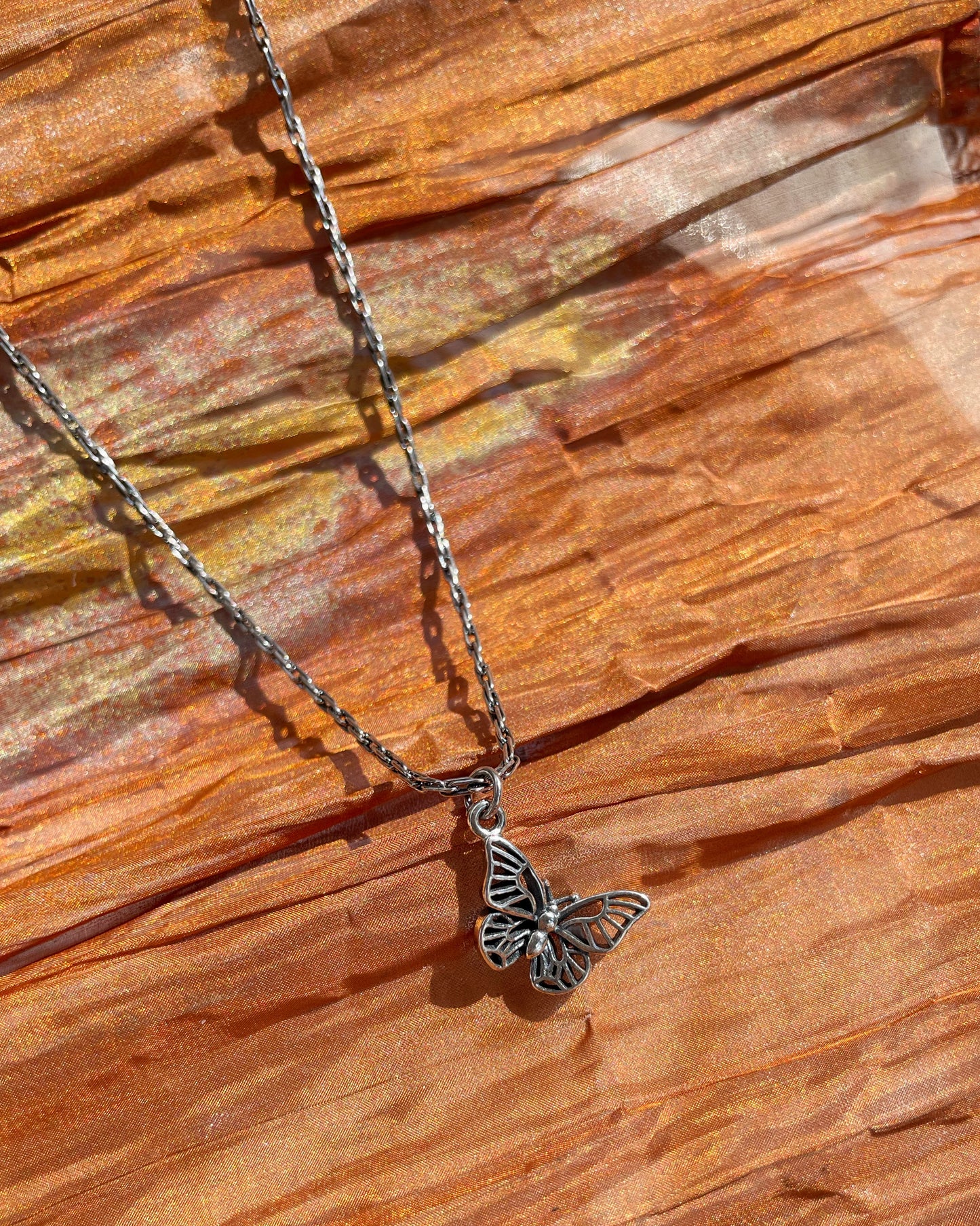 Vintage Sterling Silver Butterfly Necklace