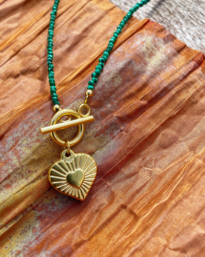Malachite heart-shaped pendant Necklace