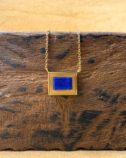 Lapis Frame Necklace – Gold