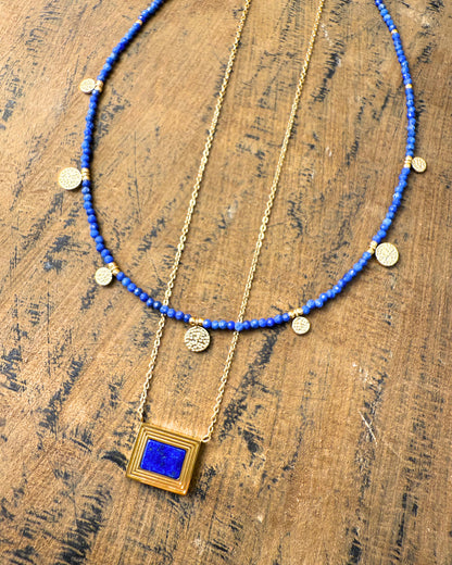 Lapis Frame Necklace – Gold