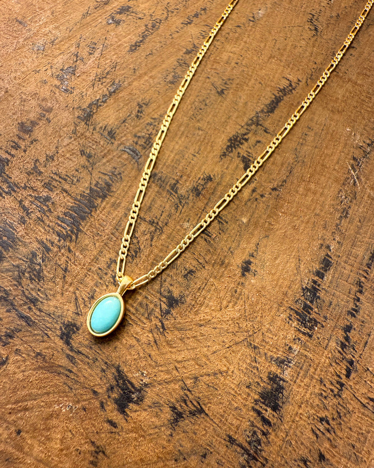 Amazonite Glow Necklace – Gold Oval Pendant