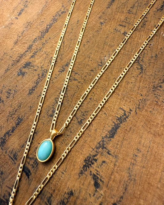 Amazonite Glow Necklace – gold oval pendant with amazonite stone by Refla