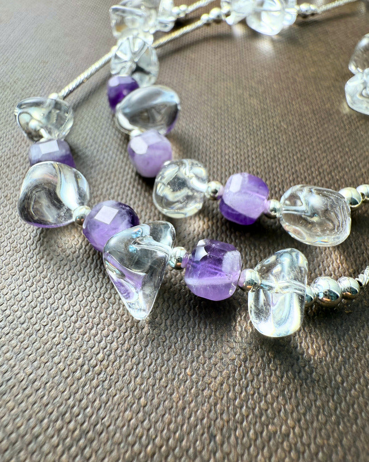 Moonlit Amethyst Necklace – Clear Quartz & Amethyst