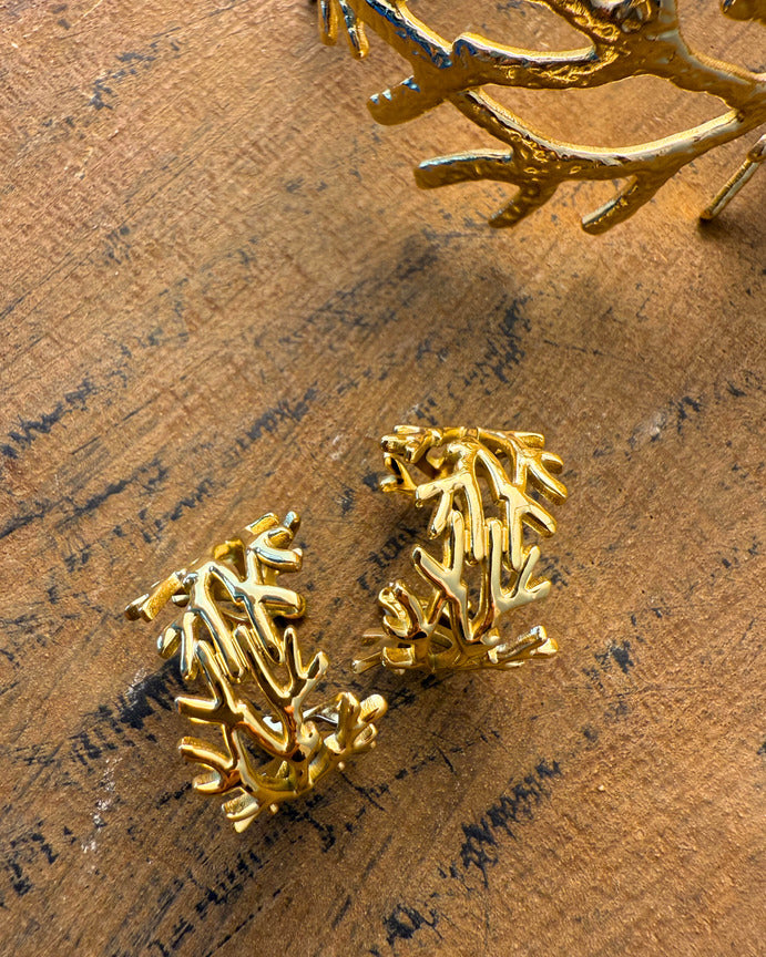 Golden Reef Set – gold coral-inspired ring and cuff by Refla