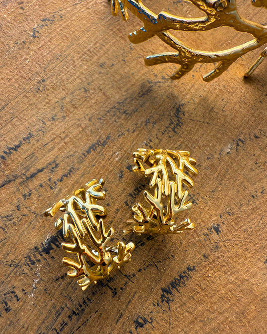 Golden Reef Set – gold coral-inspired ring and cuff by Refla