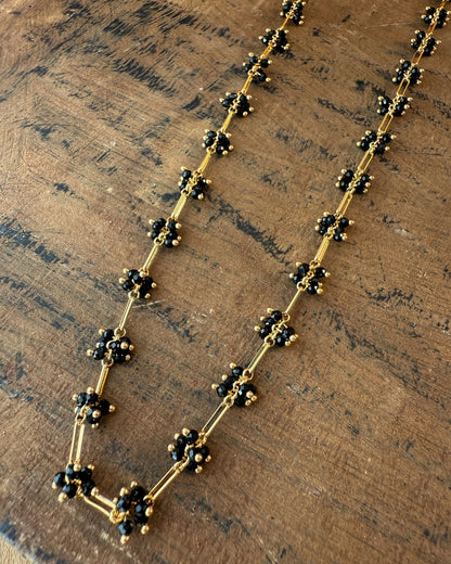 Midnight Bloom Necklace – Black & Gold