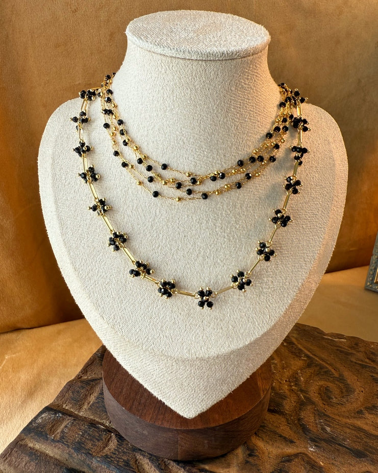 Twilight Veil Necklace – Black & Gold