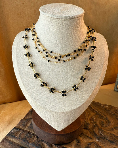 Twilight Veil Necklace – Black & Gold