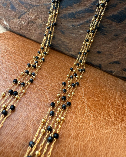 Twilight Veil Necklace – Black & Gold