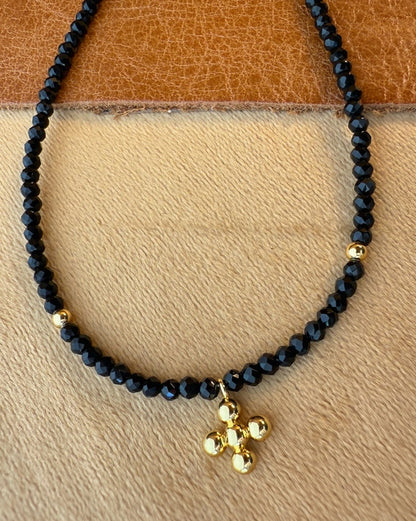 Midnight Bloom Necklace – Black Spinel