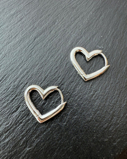 Geo Heart Hoop Earrings – Gold / Silver