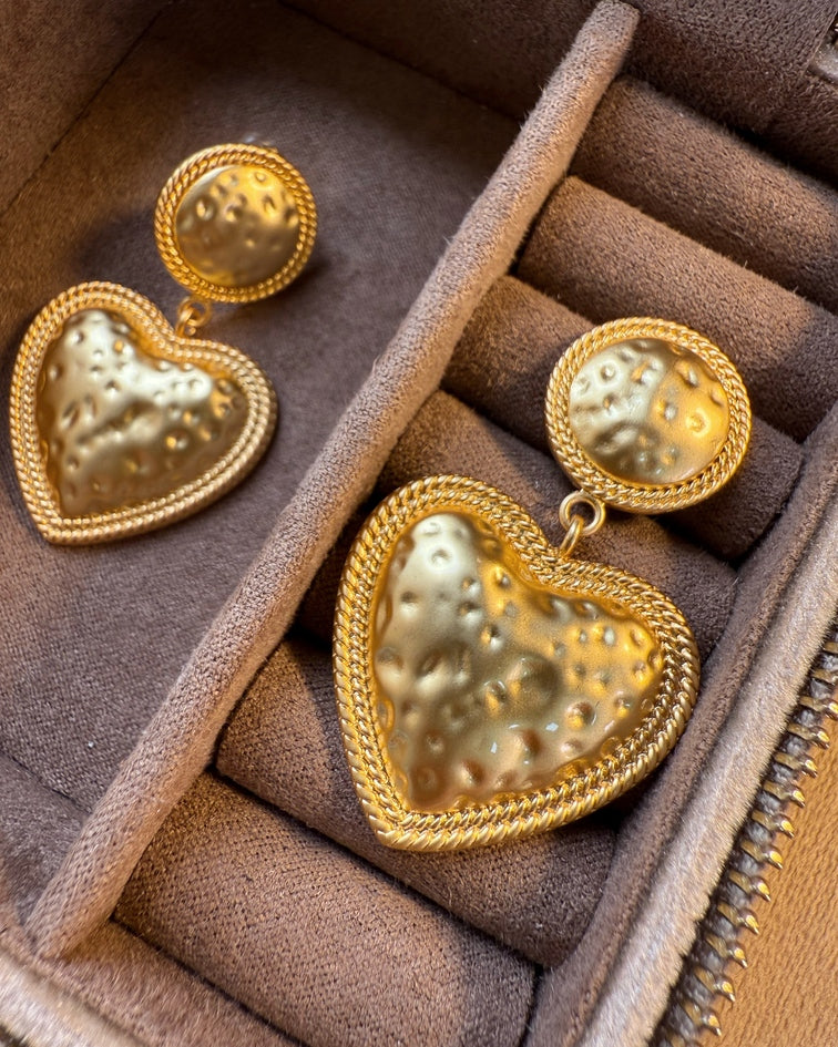 Golden Heart Statement Earrings