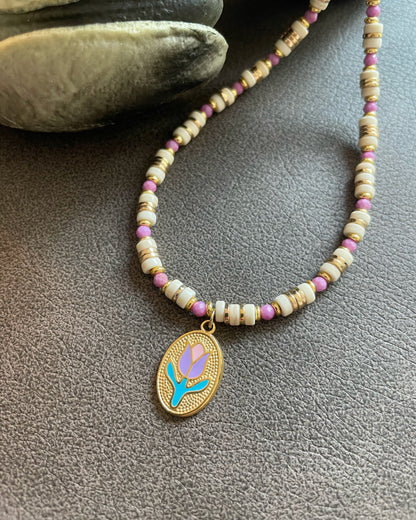 Phosphosiderite Tulip Pendant necklace