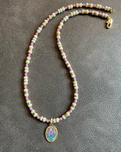 Phosphosiderite Tulip Pendant necklace