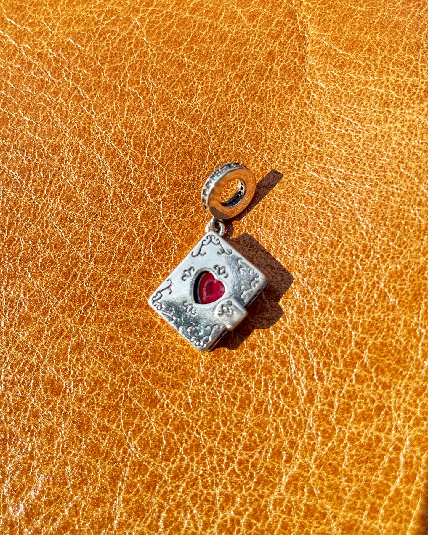Silver Book Locker with heart shape Zircon Necklace