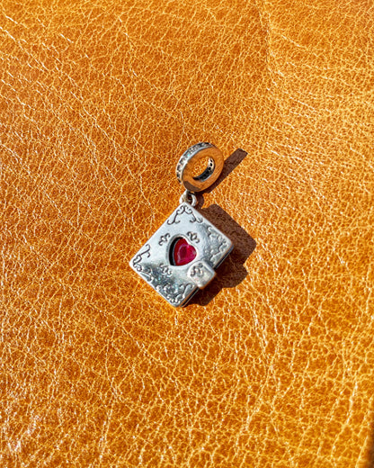 Silver Book Locker with heart shape Zircon Necklace