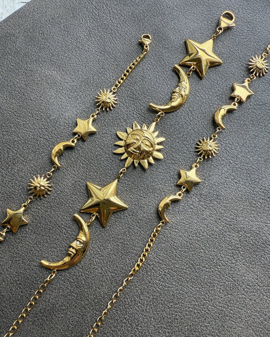 Celestial Trio Bracelet (Sun · Star · Moon)