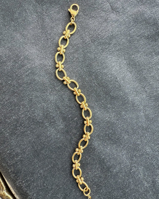 Gold oval link bracelet with halo-like bead details – Refla Halo Chain