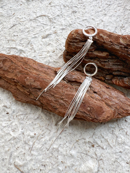 Silver Fringe Flow Earrings