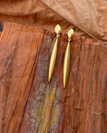 Leafline Matte Drop Earrings – Gold & Silver